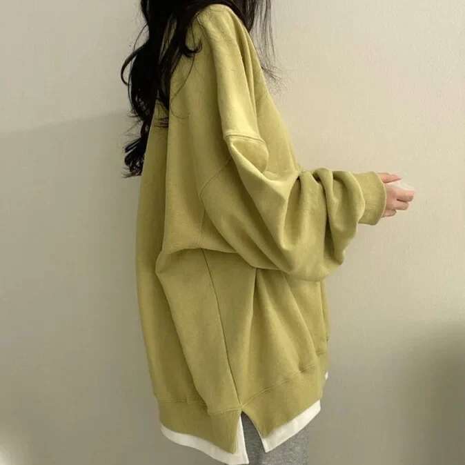 Loose Long Sleeve Hoodie Spring Autumn New Style Large Size Casual Fashion Split Design Top Women's Clothing