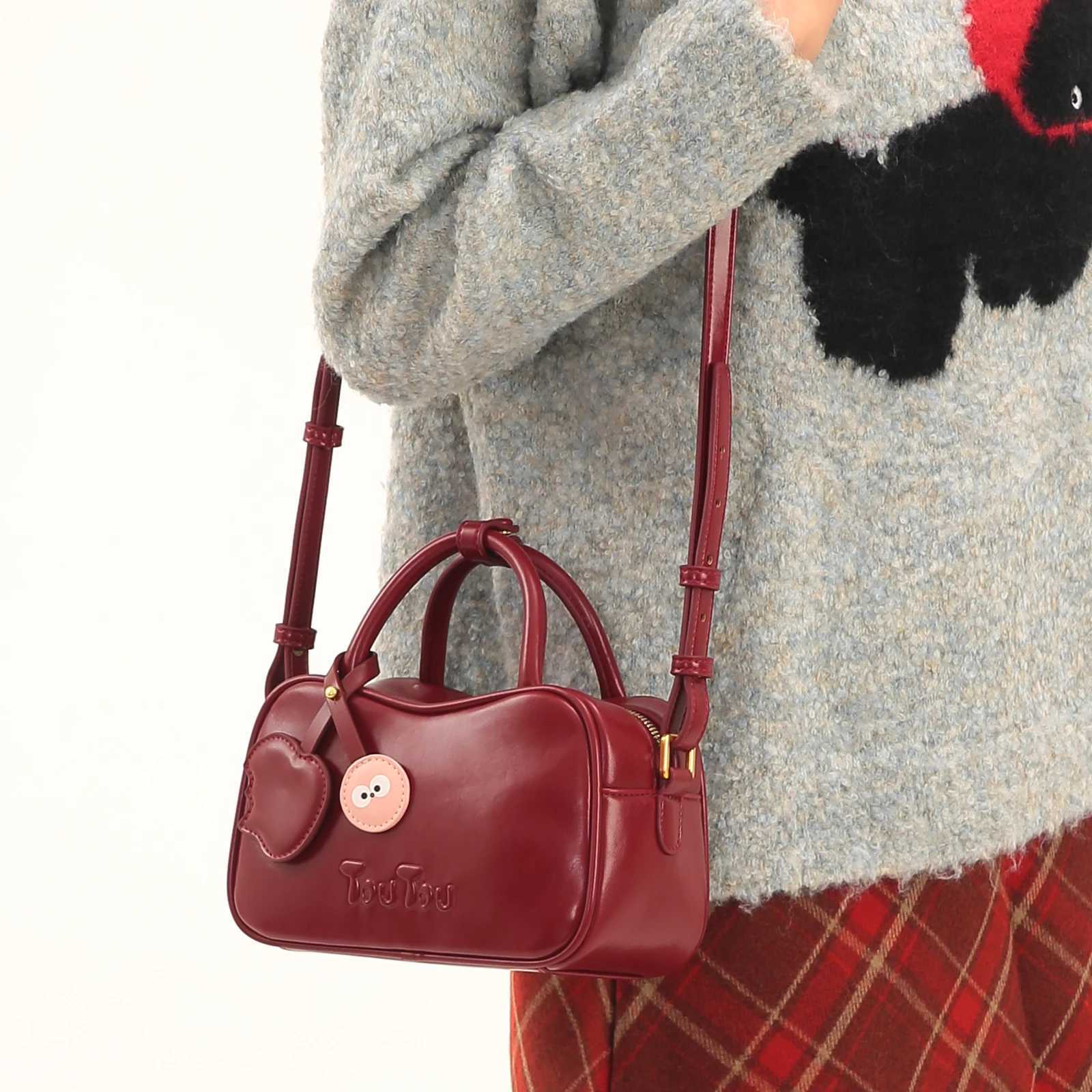 TOUTOU Women Bowling Bag Shoulder Strap Mini Replica Bag Cute Pendant Designer Brand Boston Handbag Crossbody Bag Valentine Gift Y250605