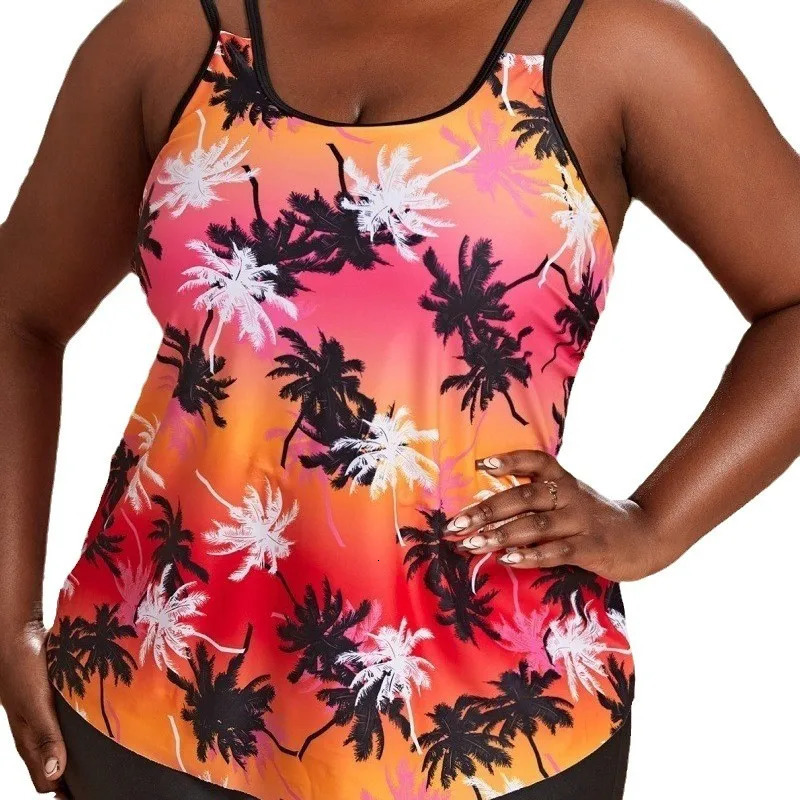 2025 Swimsuit Women Large Plus Size Tankini Set Two Pieces Printed Swimwear Female Bathers Bathing Swimming Swim Suit Beach 5XL 250603
