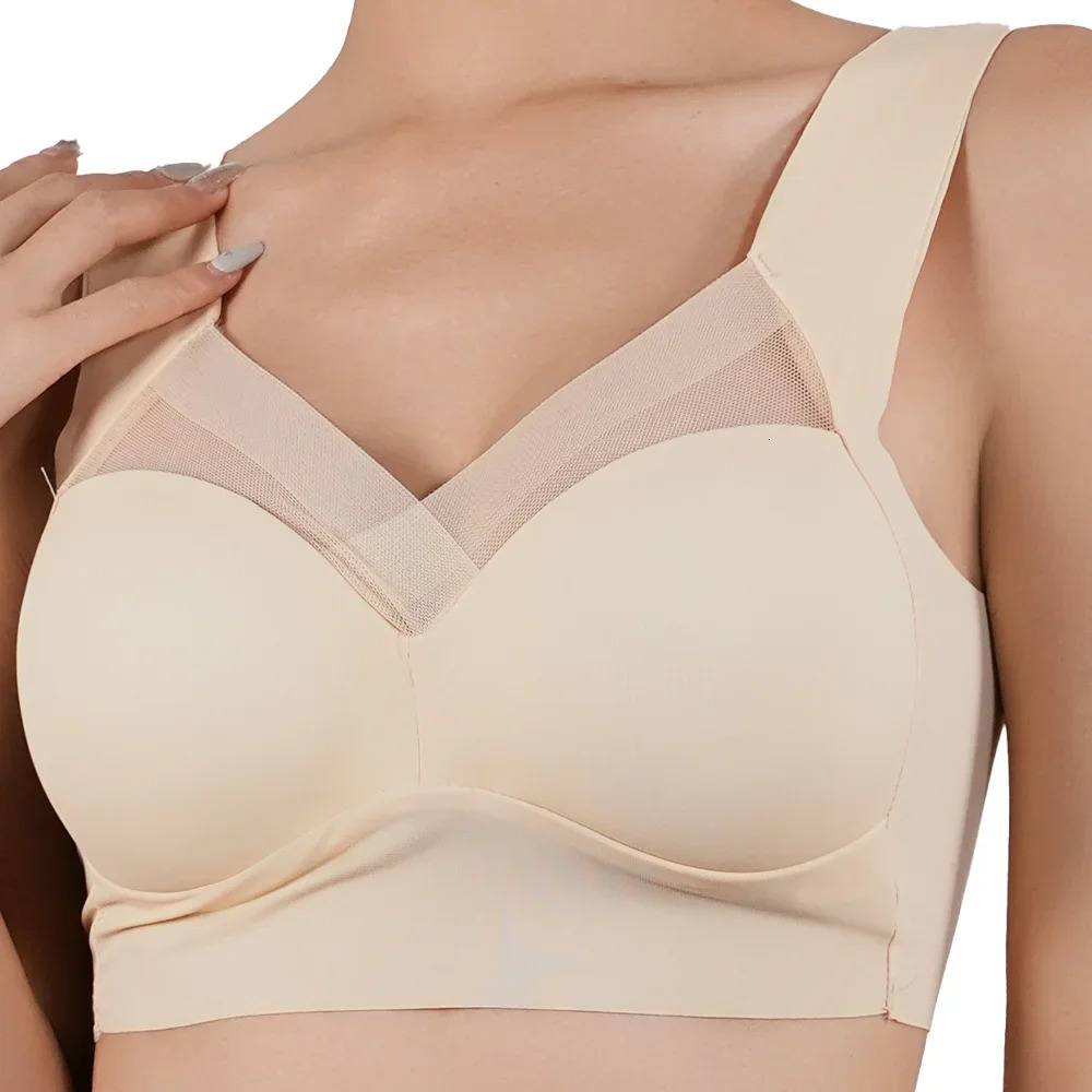 Women Push Up Bra Sexy Bras Sports Brassiere Lace Splicing Pespective Bralette V Neck Intimates Lingerie Large Size Fitness Vest 250530