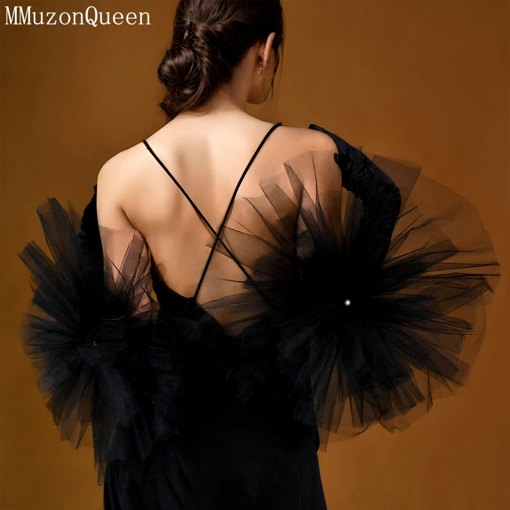 MMQ Exaggerated White And Black Long Bridal Gloves With Fingers Wedding Accessories Women Performance Pography MM10 250530