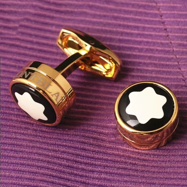 Elegant Men charm Gold Cufflinks Designer French style Cuff Links with Classic Letter Patterns Montblances Cufflinks MB Cuff Links - Perfect Christmas Gift for Him