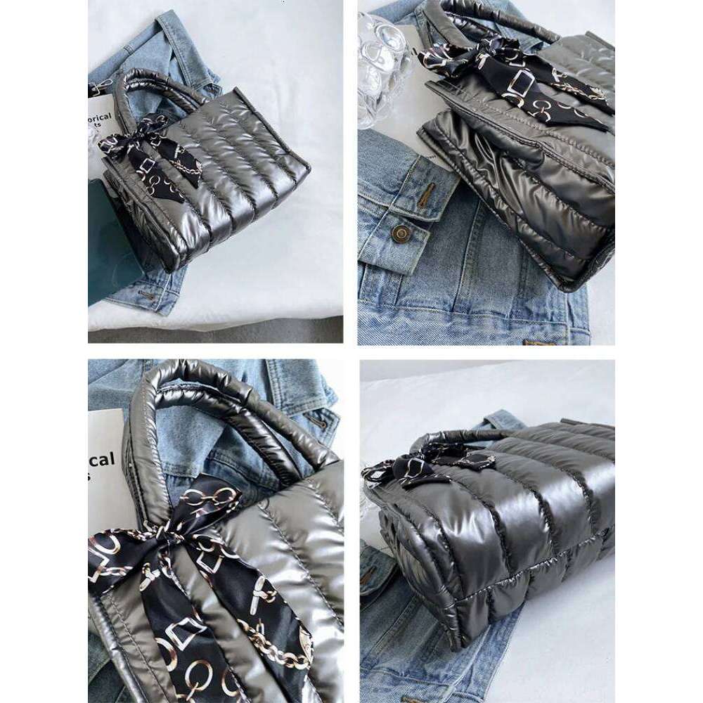 Elegant Totes with Silk Scarf Accent Quilted Crossbody Bags for Women Casual Solid Color Padded s Shoulder Bag