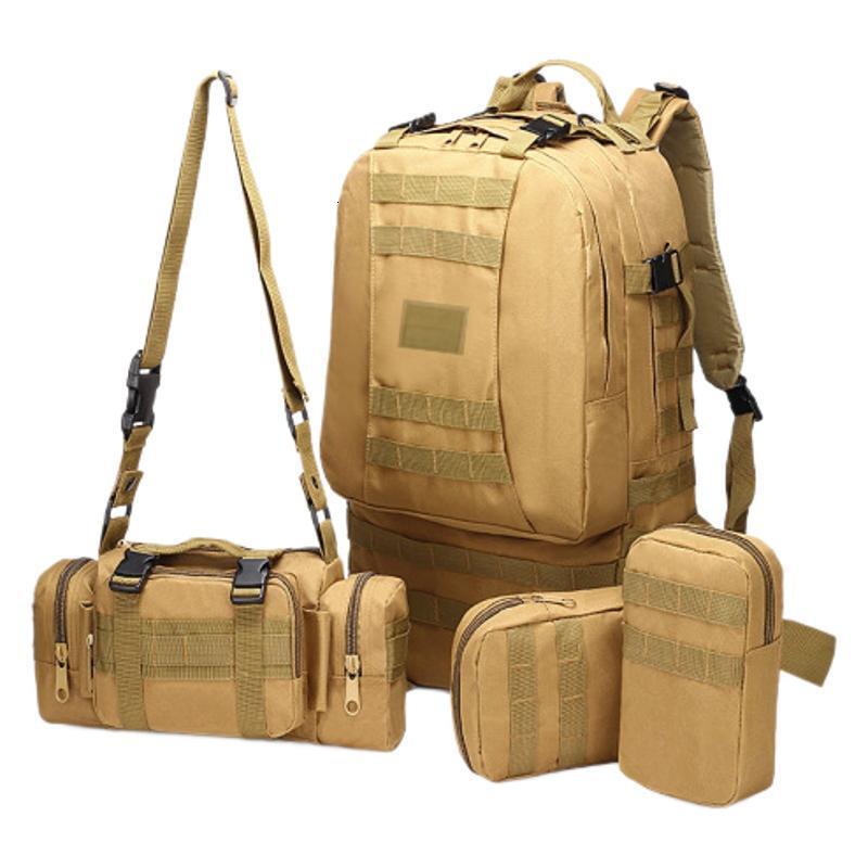 Men's Camping Travel Oxford Cloth Outdoor Hiking Climbing Bag 4-in-1 Combo Backpack