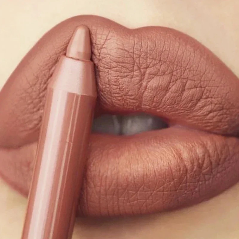 Nude Lipliner Pencil 12 Colors Lip Makeup Lipstick Pen Waterproof Long Lasting Non-stick Cup Matte Nude Brown Lipliner Cosmetics 250605