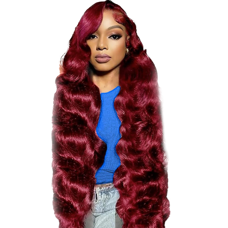 realistic looking deep scarlet human hairpiece feminine stylish