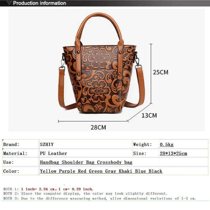 Designer Handbag Women Retro Crossbody Classic Bucket Shoulder Bag 3D Emed Printed Small Pocket Brands Sac