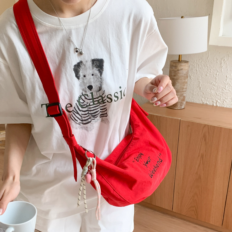designer Korean Style Casual Underarm Bag for Women 2025 New Simple Nylon Dumpling Bag with Embroidered Letters Single Shoulder Crossbody Bag
