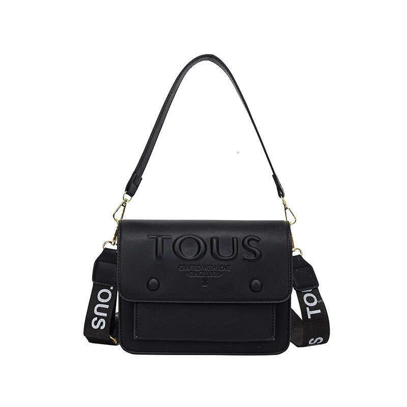 Trendy Women's New Fashion Letter Embossed Handbag Shoulder Elegant Versatile Simple Crossbody Small Square Bag