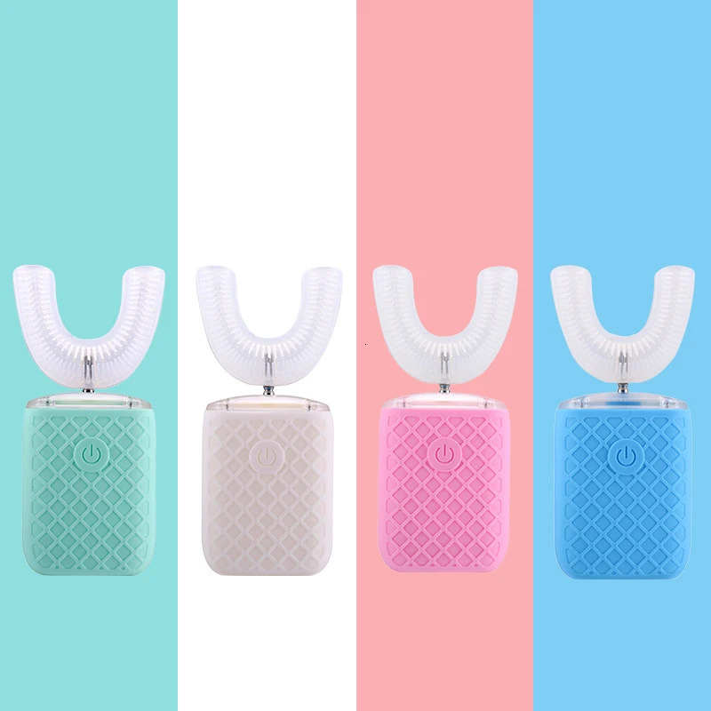 360° Automatic Electric Toothbrush U Shaped Rechargeable for Adults Kids Silicone Sonic Tooth Brushes Blue Light Teeth 250604