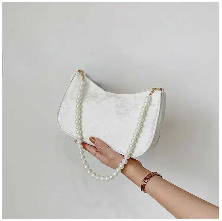 Womens Minimalist Pleated Underarm Bag French Pearl Chain Shoulder Crossbody Bag Fi French Stick Bag XJ250718