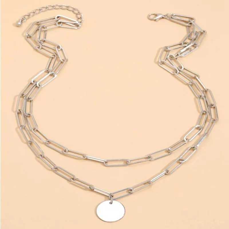 Vintage Round Charm Layered Necklace Womens Jewelry Layered Accessories for Girls Clothing Aesthetic Gifts Fashion Pendant 2024 XJ250604