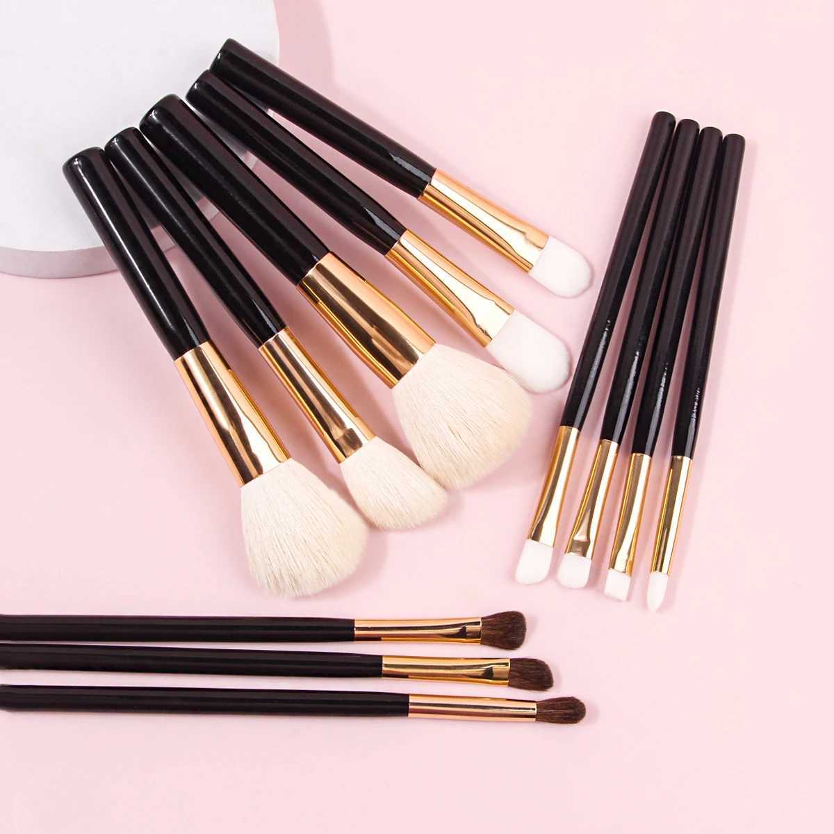 12 Pcs Goat Hair Black Color Makeup Brushes Set Cosmetic Powder Eye Shadow B Blending Beauty Make Up Maquiagem W250605
