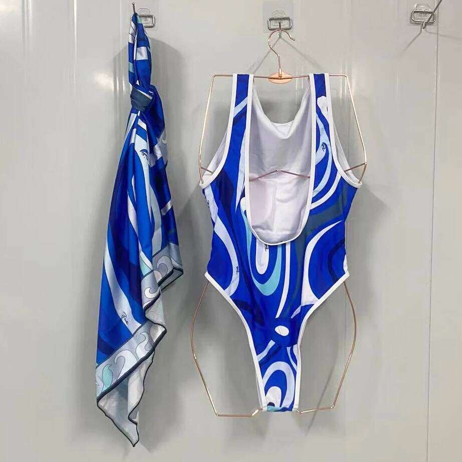 Women's Blue Scarf Swimsuits Italian Designer Sexy Beach Bikini Set