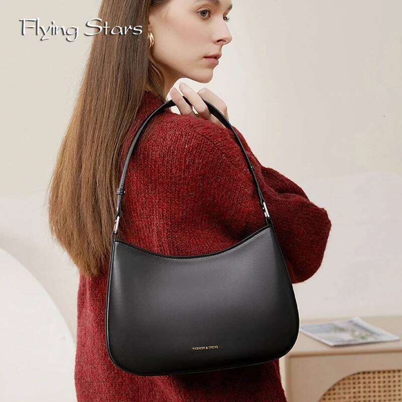 OLOEY Genuine Leather Shoulder Fashionable Women's Top Layer Cowhide Brand Designer Luxurious Handbag Underarm Tote Bag