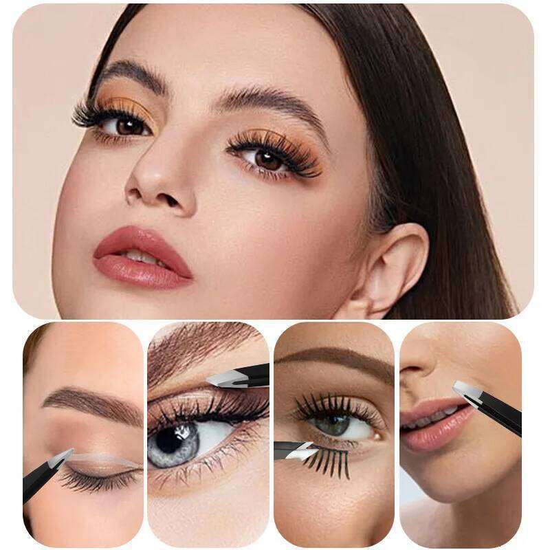 Painless Ouriner Eyebrow Tweezer Colorful Beauty Fine s Puller Stainless Steel Slanted Eye Brow Clips Removal Makeup Tools free shipping