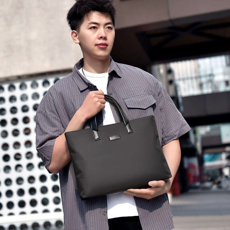Business Meeting Handbag with Pattern Document Printed Horizontal Zipper Men's Briefcase Office Bag