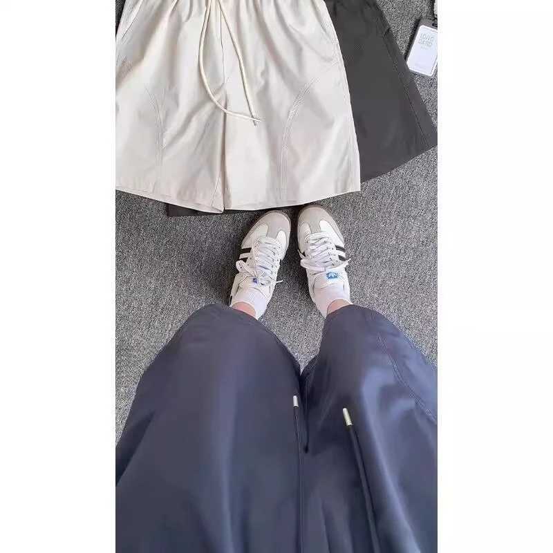 white Diagonal Cut Casual Shorts Mens Summer Ice Silk Quick-drying Charge Pants Over The Knee 45-minute Medium Pants XJ250605