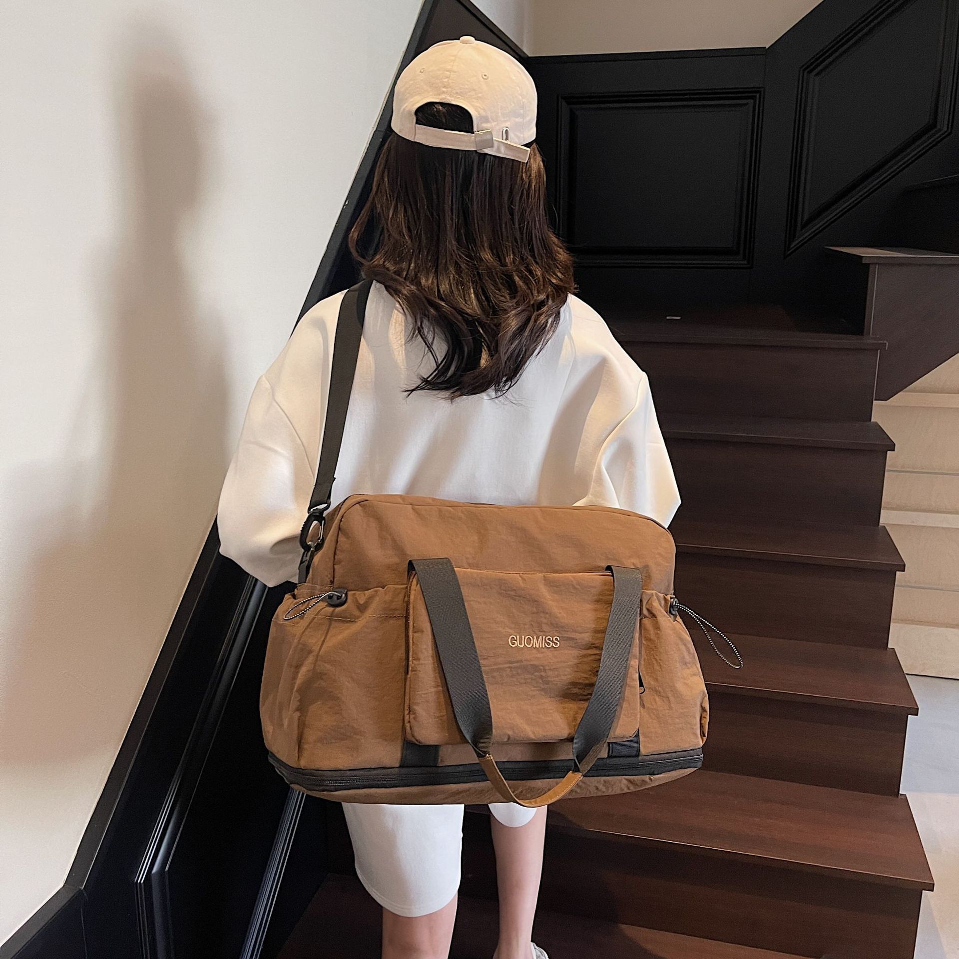 Quick-Dry Large Capacity Travel Bag for Women, Expandable Wet-Dry Separation Sports Fiess Bag, Oxford Cloth Storage Lage