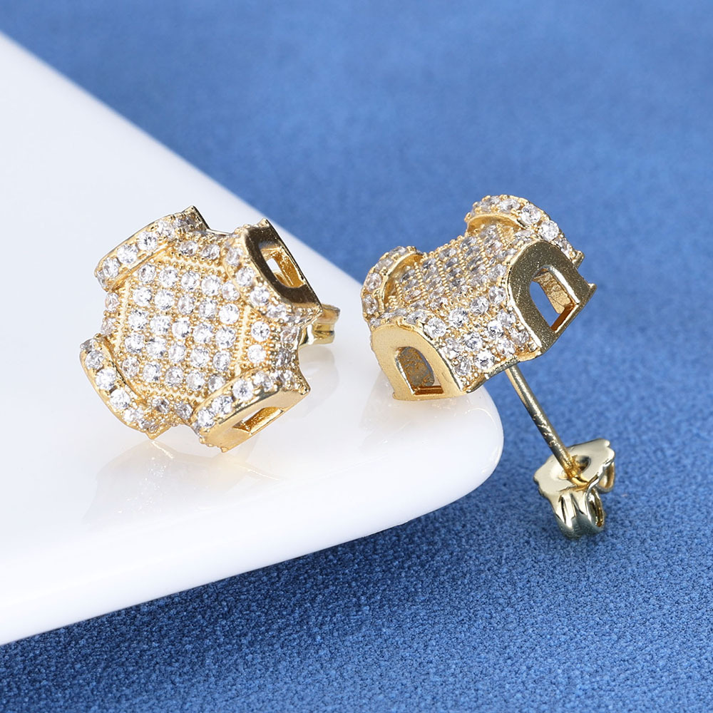 Hip-Hop Personality New Full Diamond Mens Earrings Trendy Jewelry High-End Moissanite Earrings