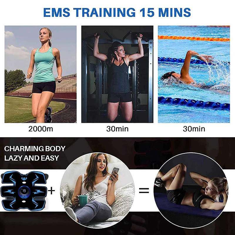 EMS Muscle Stimulator Abdominal Trainer Abs Toner Arm Belly Leg Exercise Workout Lose Weight Fat Burn Home Gym Fitness Equipment 250604