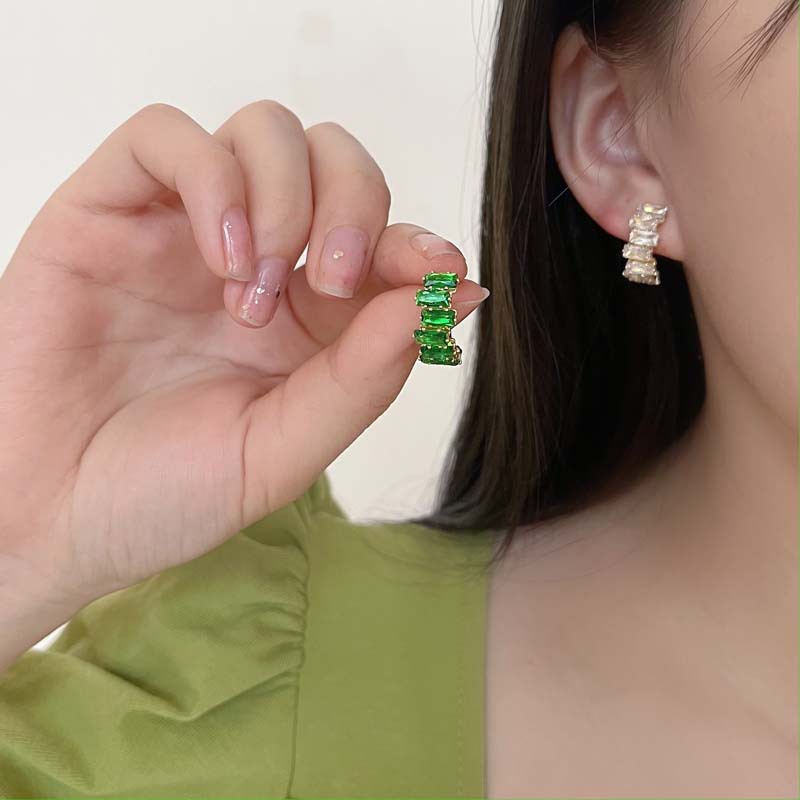New Style 925 Sterling Silver Earrings with Golden Cubic Zirconia for Women Trendy and Elegant Jewelry