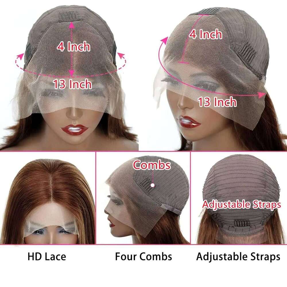 13x6 Frontal Wigs For Women HD 4 Chocolate 13x4 Body Wave Lace Front Wig Brazilian Brown Human Hair Preplucked