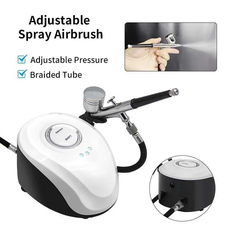 Professional Airbrush Machine Nails Sprayer Gun Art Paint Tattoo Craft Cake Nano Mist Sprayer Beauty Tool Oxygen Kit Compressor XJ250607