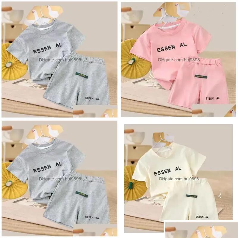 Clothing Sets 2024 Fashion Brand Summer Designers Clothes Cotton Baby Leisure Sports Boy Girls Tshirt Shorts Kids Outfits 16 Years D Dhrux