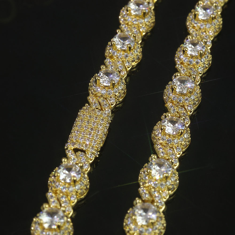 Hip Hop 7.5mm Personality Versatile Trendy Jewelry Round Bead Moissanite Cuban Chain Mens Bracelet