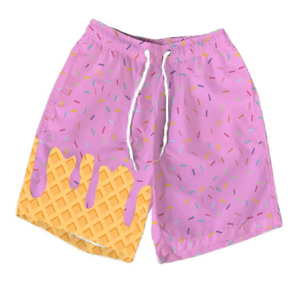 Summer 3D Printed Casual Shorts With Multi-Color Waffle Ice cream Design Parent-Child Beach Pants Fashionable Hot Pants XJ250605