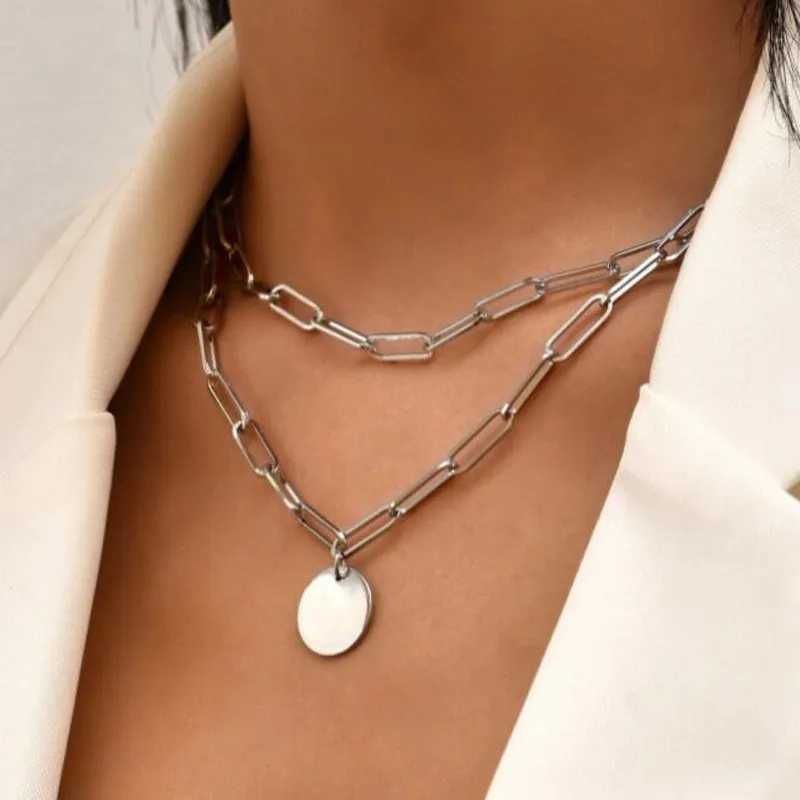 Vintage Round Charm Layered Necklace Womens Jewelry Layered Accessories for Girls Clothing Aesthetic Gifts Fashion Pendant 2024 XJ250604