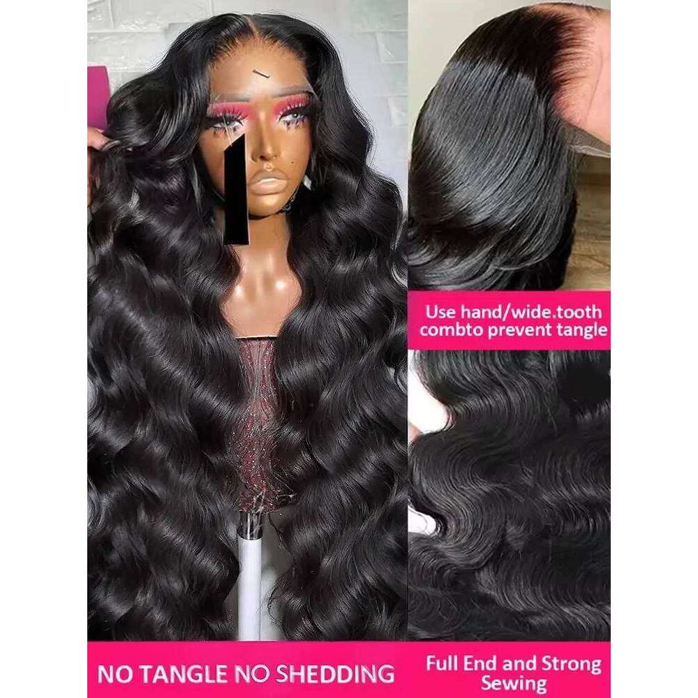 30 40 Inch Black 13x6 HD Front Wig Body Human Hair Wigs Water Wave Lace Frontal Glueless 6X6 Closure Remy 250 Density