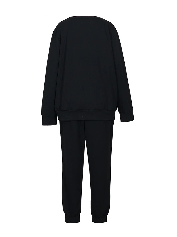 Plus Size Womens Fashion Casual Sports Autumn And Winter TwoPiece Pants Set 250605Z