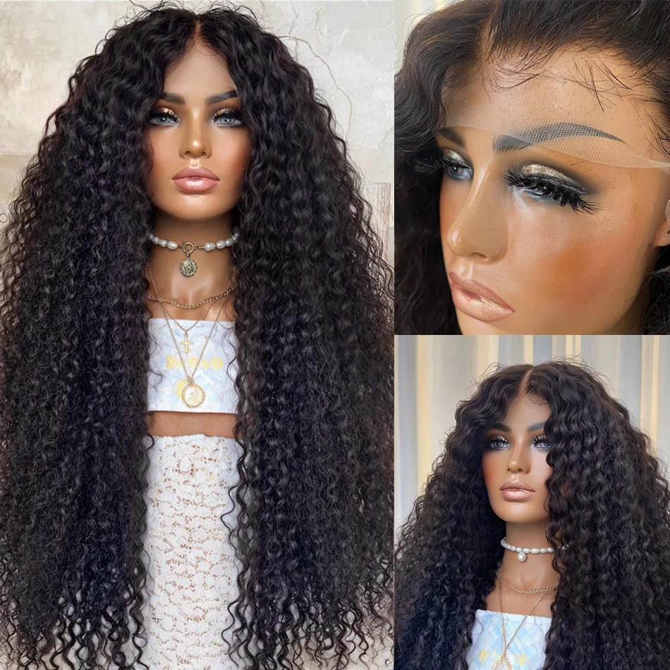 250 Density 13x4 Deep Wave HD Glueless Lace Front Wig 30 40 Inch Curly 13x6 Human Hair Wigs Water Closure Kinky synthetic