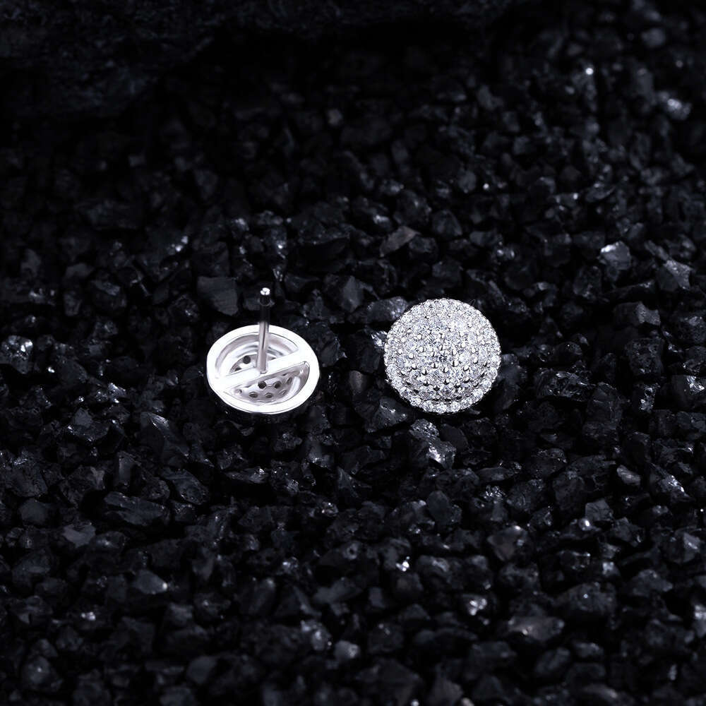 DHGadges 2025 S925 Silver Micro Pave Round Stud Earrings Simple European Style Fashion Jewelry for Women