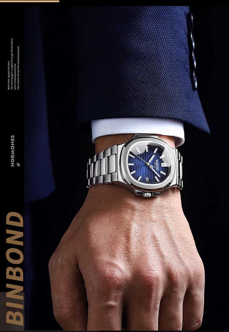 BINBIND 1885 Fashion Business Mens Quartz Watch Sports Night Light Waterproof Luxury Mens Quartz Watch 2025 Y250605