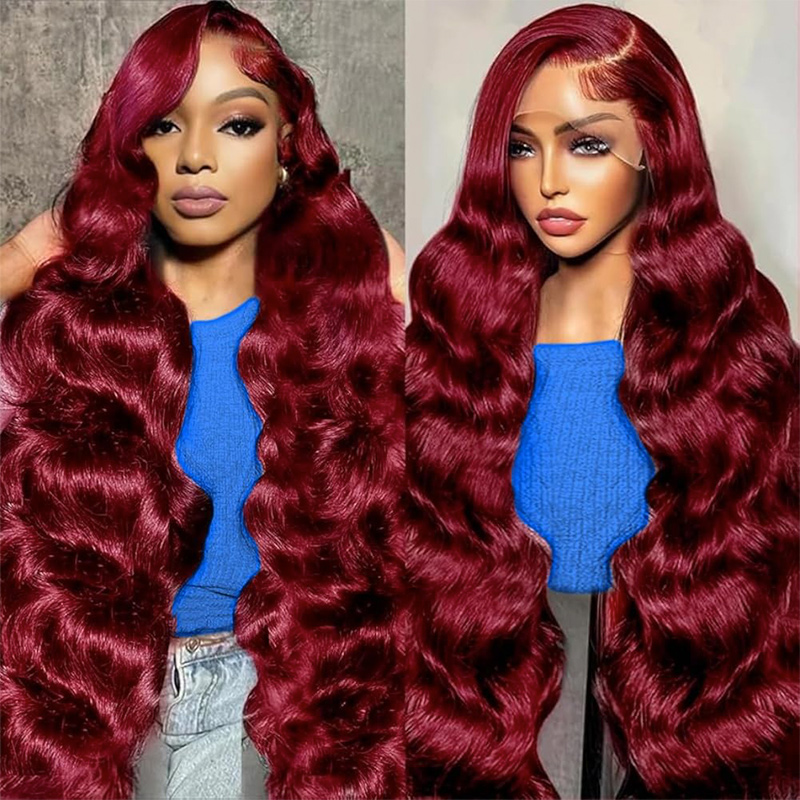 realistic looking deep scarlet human hairpiece feminine stylish