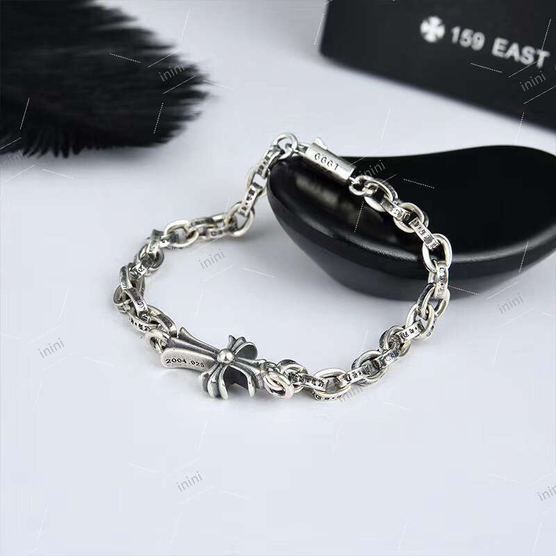 chrome jewelry Cross Men Hip Hop Personality Japanese Korean Thai Sier Roman Letter Bracelet for Women Couple Trend