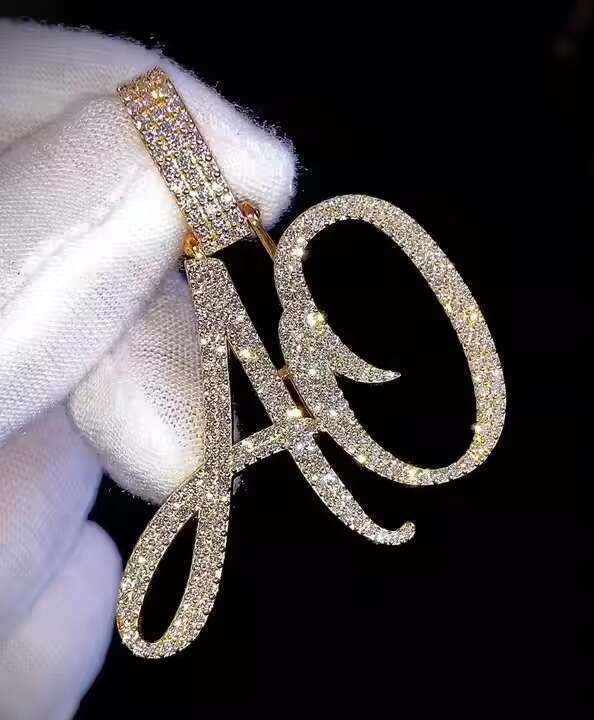 Hip Hop Jewelry Initial Letter Pendant VVS Moissanite Pendant Necklace 925 Gold Rose Gold Plated Iced Out Letter Pendants