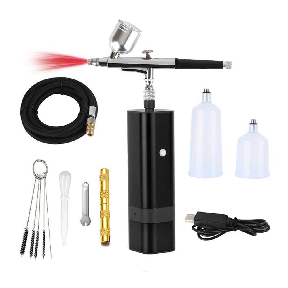 RIBO 32PSI Cordless Mini Airbrush With Compressor Kit TM80S-131 Dual Action Portable Spray Gun Luxury Facial Oxygen Machine XJ250607