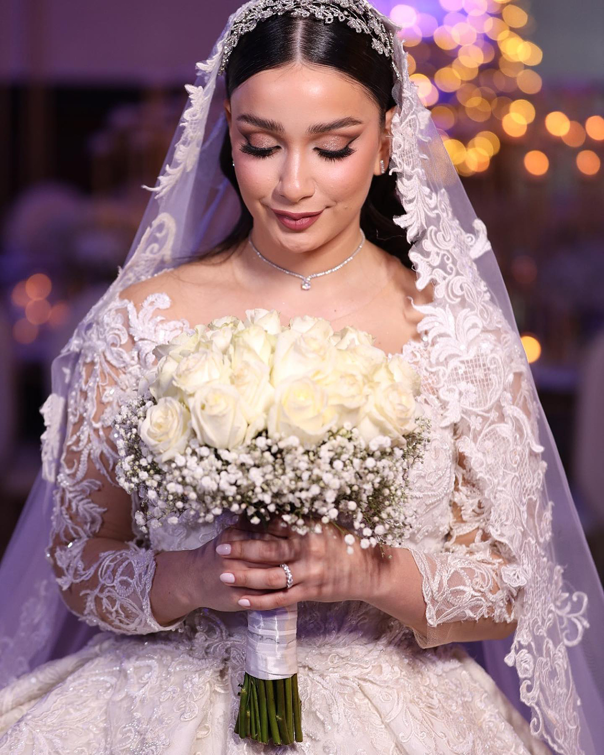 Elegant Sequined Lace Wedding Dresses A Line Cathedral Train Long Sleeves Vintage Sheer Neck Bride Gowns Custom Made Tiered Castle Bridal Dresses