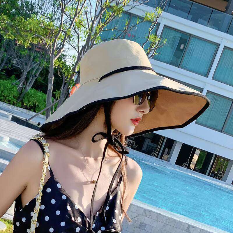 Wholesale Beach Sun Ladies Summer UV protection Sunscreen Foldable Big Brim Sun-proof Hat