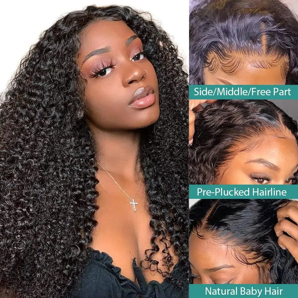 Water Wave Glueless Wig Human Hair Curly 13x6 HD Frontal Wig 250 Deep Wave Lace Front Wigs Wear Go HD Lace Closure Wig Sale Synthetic