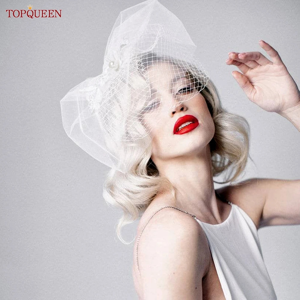 TOPQUEEN VA14 Mini Wedding Veil 2 Tier Birdcage Veil Bridal Head Accessories Russian Tulle Cage Veil White Crinoline Face Veil 250530