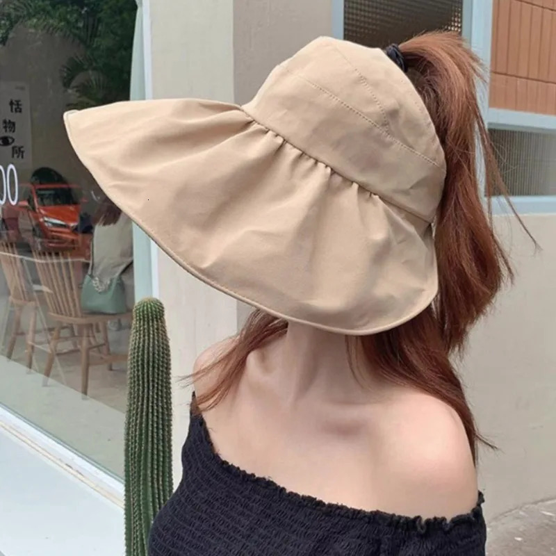 2025 Summer Travel Sunshade Sunblock Hat Large Eaves Anti-UV Temperament All Empty Top Hats Tidal Sun Hat Childrens Straw Cap 250603