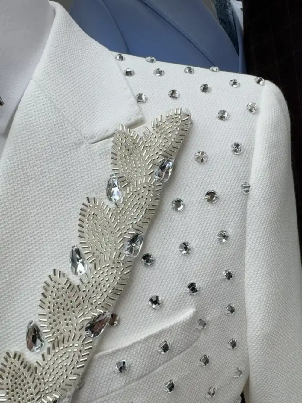 Elegant Crystal Wedding Tuxedos 2 Piece Set Jacket Pants Men Suit Classic Double Breasted Customized Groom Wear Formal Suits