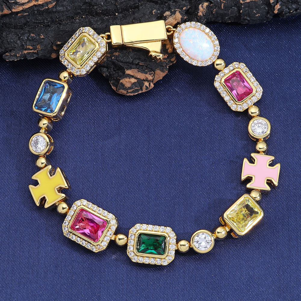 Hip Hop Colorful Jewelry Bracelet for Women Accessories High-end Moissanite Mens Bracelet