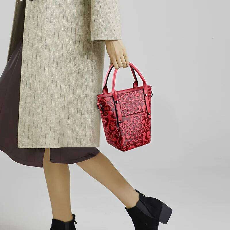 Designer Handbag Women Retro Crossbody Classic Bucket Shoulder Bag 3D Emed Printed Small Pocket Brands Sac