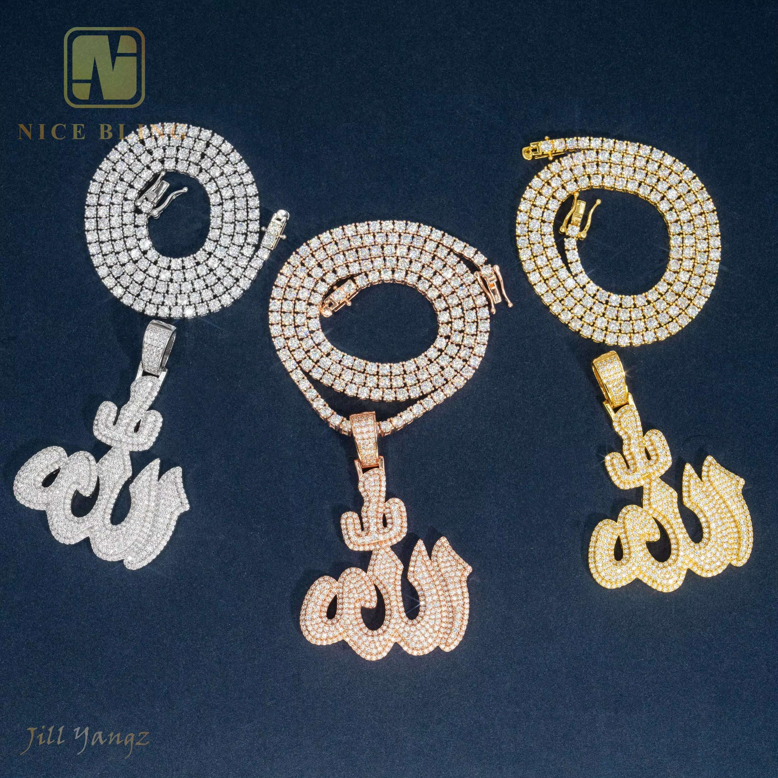 Hip Hop Rock Fire China Jewelry Wholesale Gold Plated Brass AAAAA+ Cubic Moissanite Fashion Iced Out Pendant Gif for Men Women